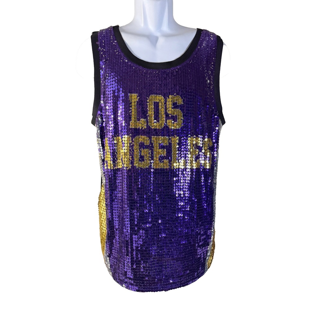 Move U Sequin Tank Top Women L‎ Purple Excellent Los Angeles Gameday Spirit Wear